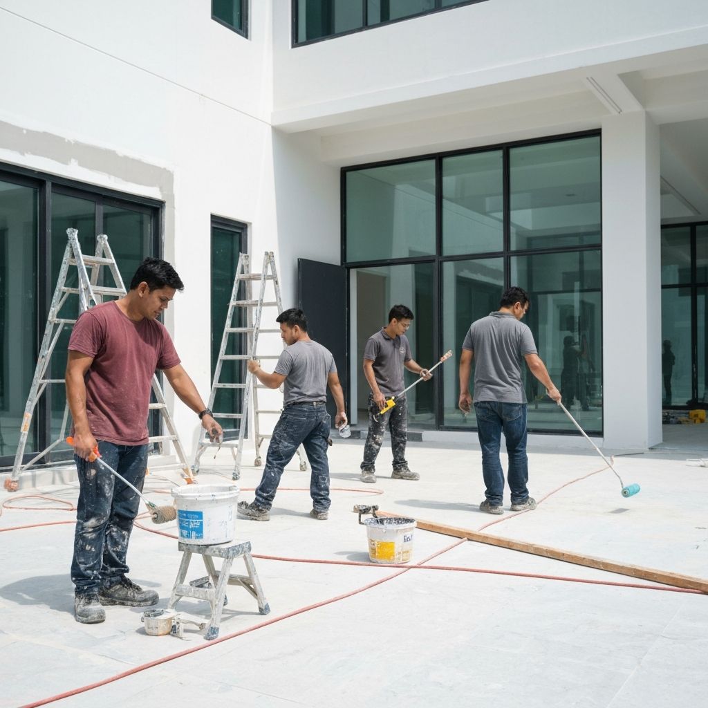 Professional contractor team working on renovation